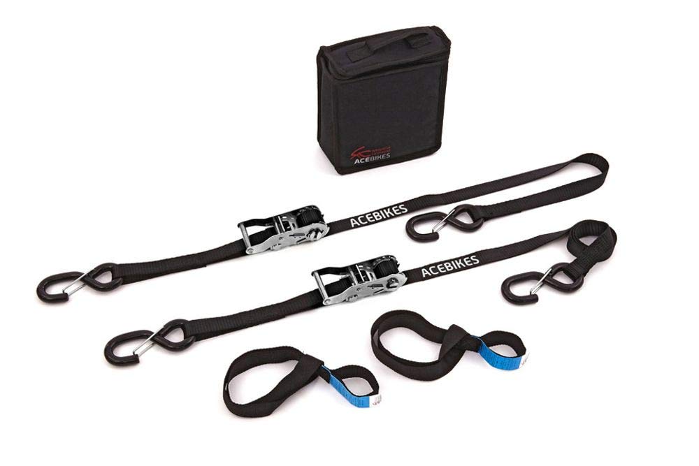 ACEBIKES - Cinghia di ancoraggio a cricchetto Heavy Duty, lunghezza 1,80 m, larghezza 25 mm, con gancio a S, forza di ancoraggio: 500 daN