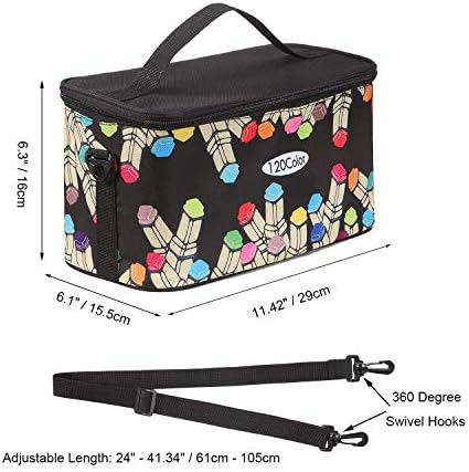 Toprema New Marker Pen Case Holder for 120 Markers Organizer Multifunctional Zipper Storage Carrying Bag with Pattern Black