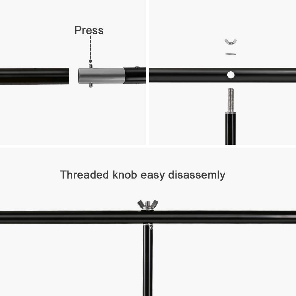 T字型の背景サポートキット,スプリングクランプ付きの高さ6.5フィート,幅6.5フィートの調整可能な写真背景サポート T字型ポータブル背景サポートスタンドキット 幅6.5フィート 高さ8.5フィート ビデオスタジオ撮影用 スプリングクランプ4個とキャリーバッグ付き