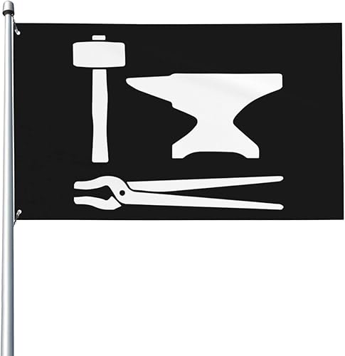 Miniatura 1 de Bandera de martillo de herrero para demostración familiar, bandera de jardín al aire libre, 3 x 5 pies, bandera de decoración de casa con ojales