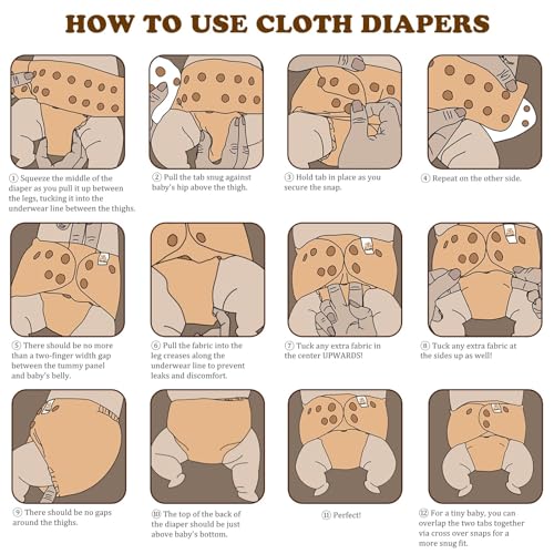 Image of Mama Koala 6 Pack Reusable Cloth Diapers for Babies Girls Newborn, One-Size Adjustable Baby Diaper, Durable Stitching, Back Opening for Inserts, Breathable Awj Lining, Leak Prevention-Sunflowers