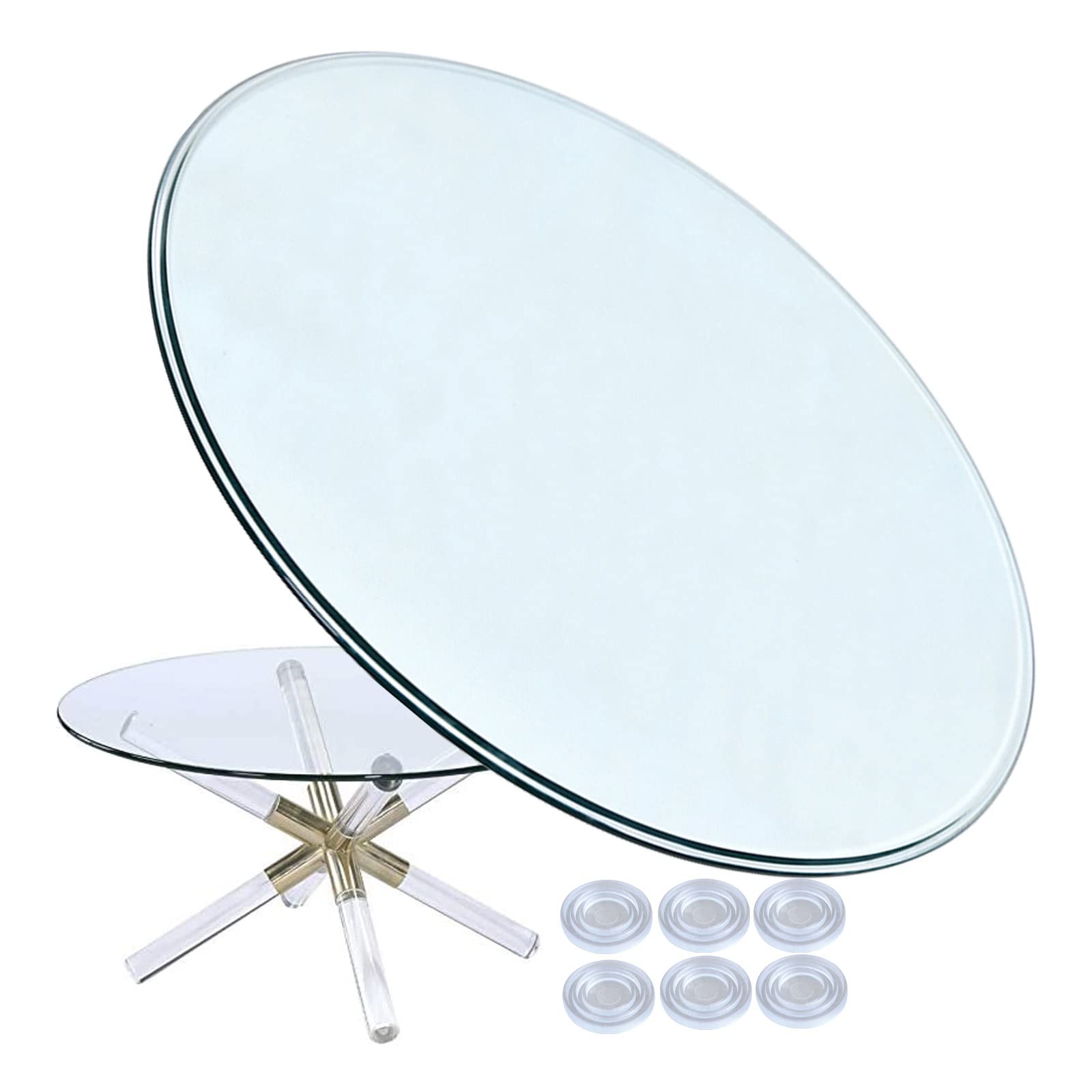 Plateau en verre circulaire clair Ø80cm pour sublimer vos tables de jardin extérieures