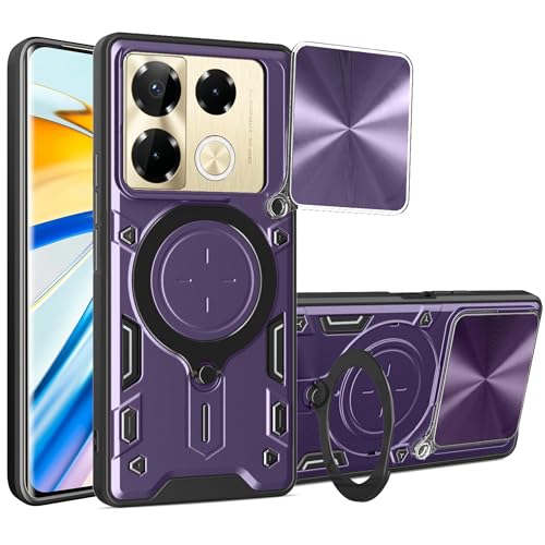 Lucyliy Compatible with Infinix Note 40 Pro/Infinix Note 40 Pro+ Plus Phone Case Cover [with Tempered Glass Screen Protector] Purple