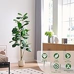 Artificial Fiddle Leaf Fig Tree, 6FT Tall Faux Ficus Lyrata Fake Tree in White Pot, Artificial Tree Indoor Decor, Fiddle Leaf Fig Tree Fake Plant for Home Office Living Room Decoration Modern - Image 5