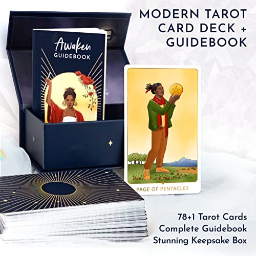 Awaken Tarot Cards With Guide Book - Modern Tarot Deck Inspired By The Rider Waite Tarot Deck - Tarot Cards For Beginners And Professionals, Beginner Tarot Decks With Guidebook, Tarot Cards Deck #TOP2
