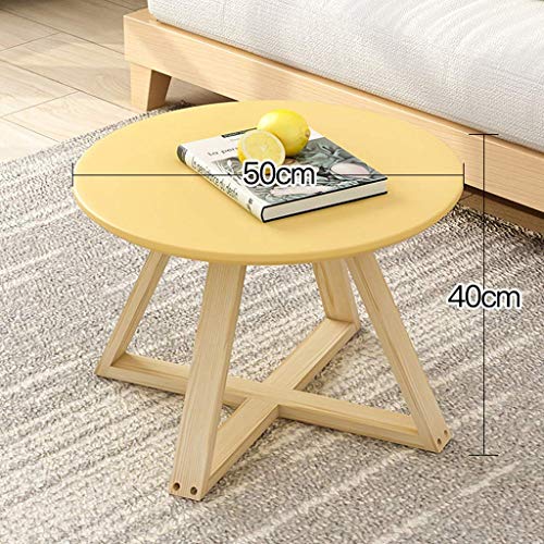 Table basse bois massif petit rond canapé côté salon mini thé