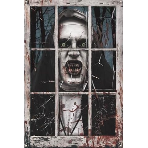 Doeean Halloween Window Decorations Skeleton Curtain Halloween Decorations Outside Outdoor Indoor Female Ghost Decor Screen Skeleton Party Witch Decorations Cover