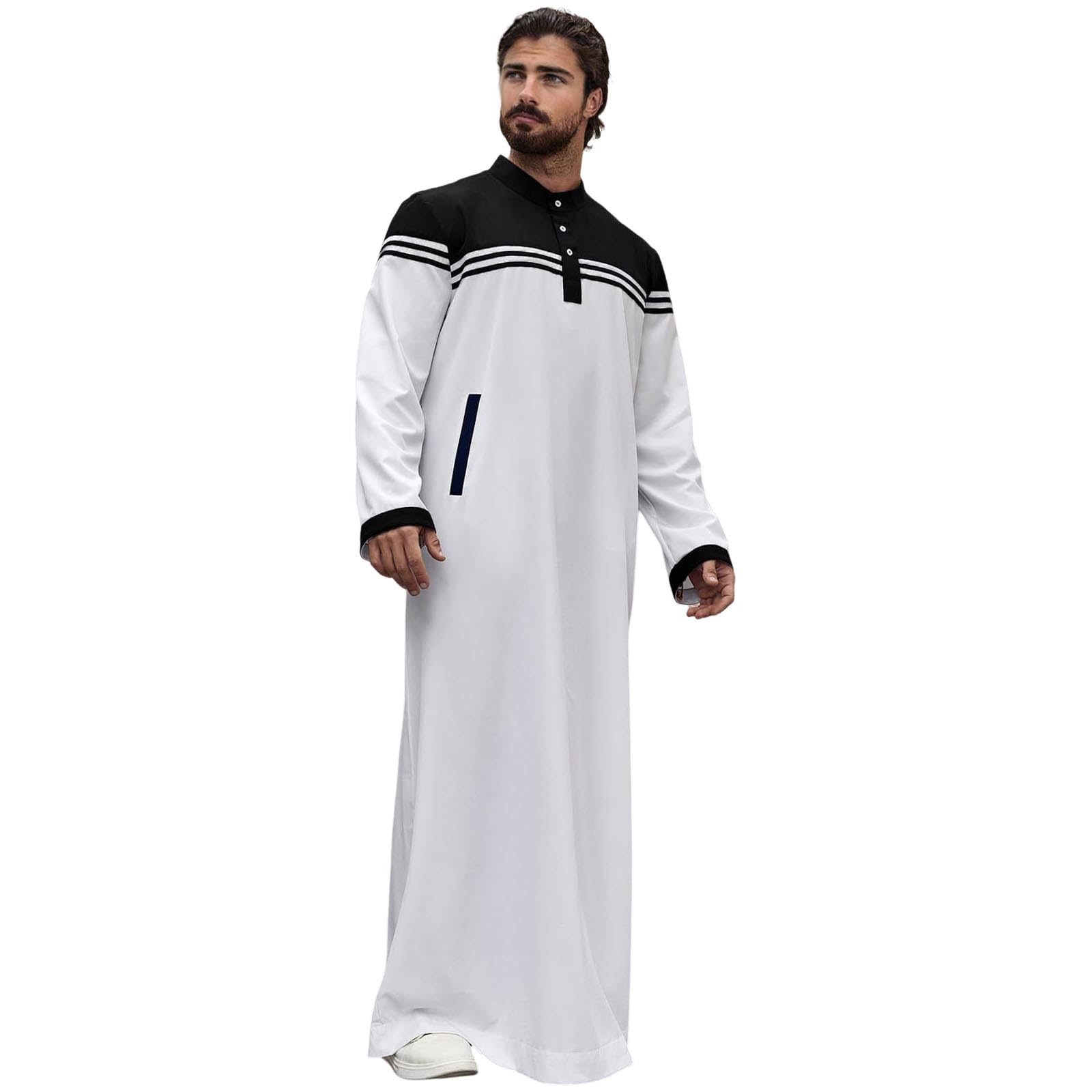 Tenue dubaïenne pour homme manches courtes inserts colorés