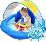 Baby Pool with Canopy, Baby Inflatable Swimming Pool with Float Ring for 3-6-12 Months, Outdoor Water Play Toys for Babies.
