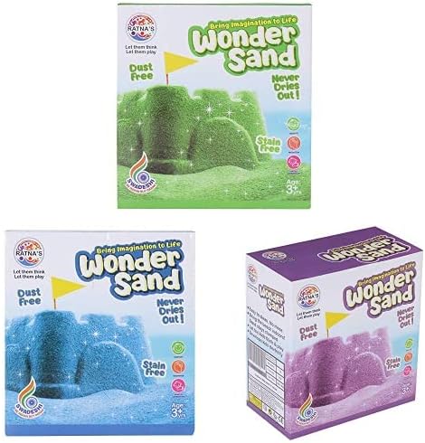 Wonder Sand for Play - Green, Blue, Purple (500 Grams Each) - Smooth Sand for Kids