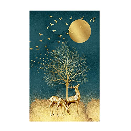 Diamond painting 5D wapiti d'or de 50x100 cm : créez votre propre tableau strass lumineux