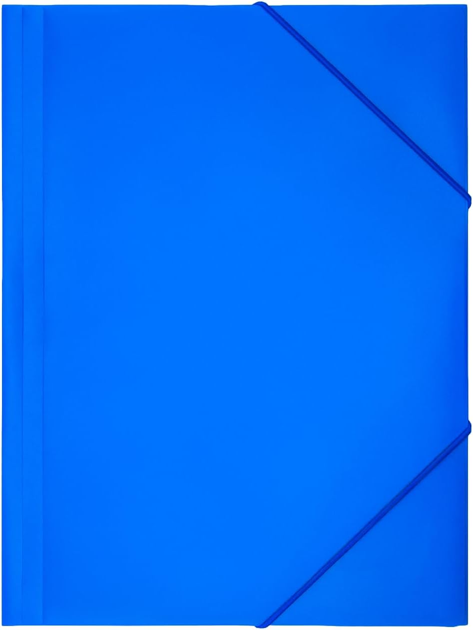 RAYLU PAPER - A4 Folder with Elastic Bands and Flaps - Storage Folders for Documents, Office and School, Made with 100% Recyclable Polypropylene (A5, Blue)
