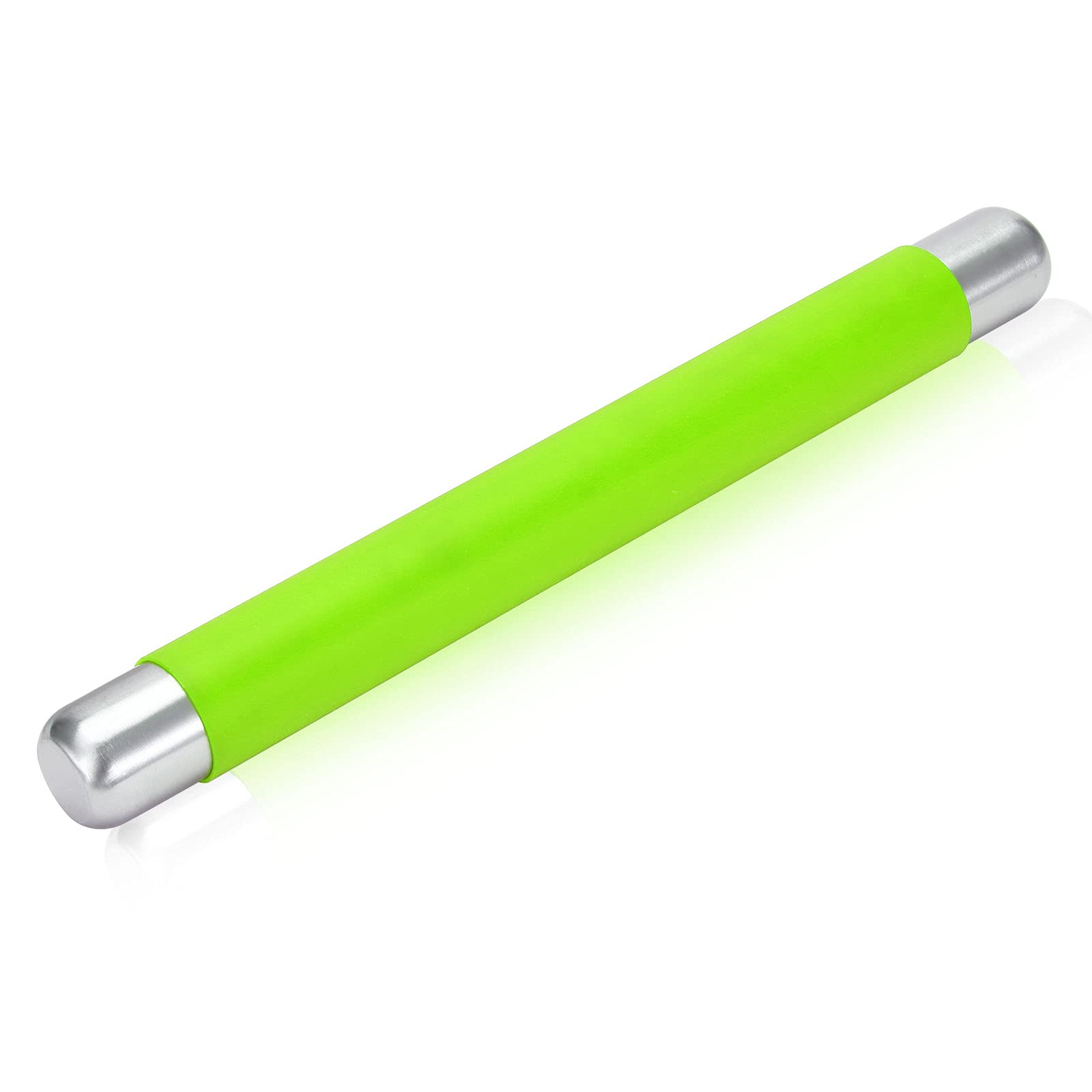 Remeel Silicone Rolling Pin Non Stick Surface for Baking Pie Crust, Cookie, Pastry, Fondant, Internal Steel Dough Roller 13.8 X 1.5 Inches (Green)