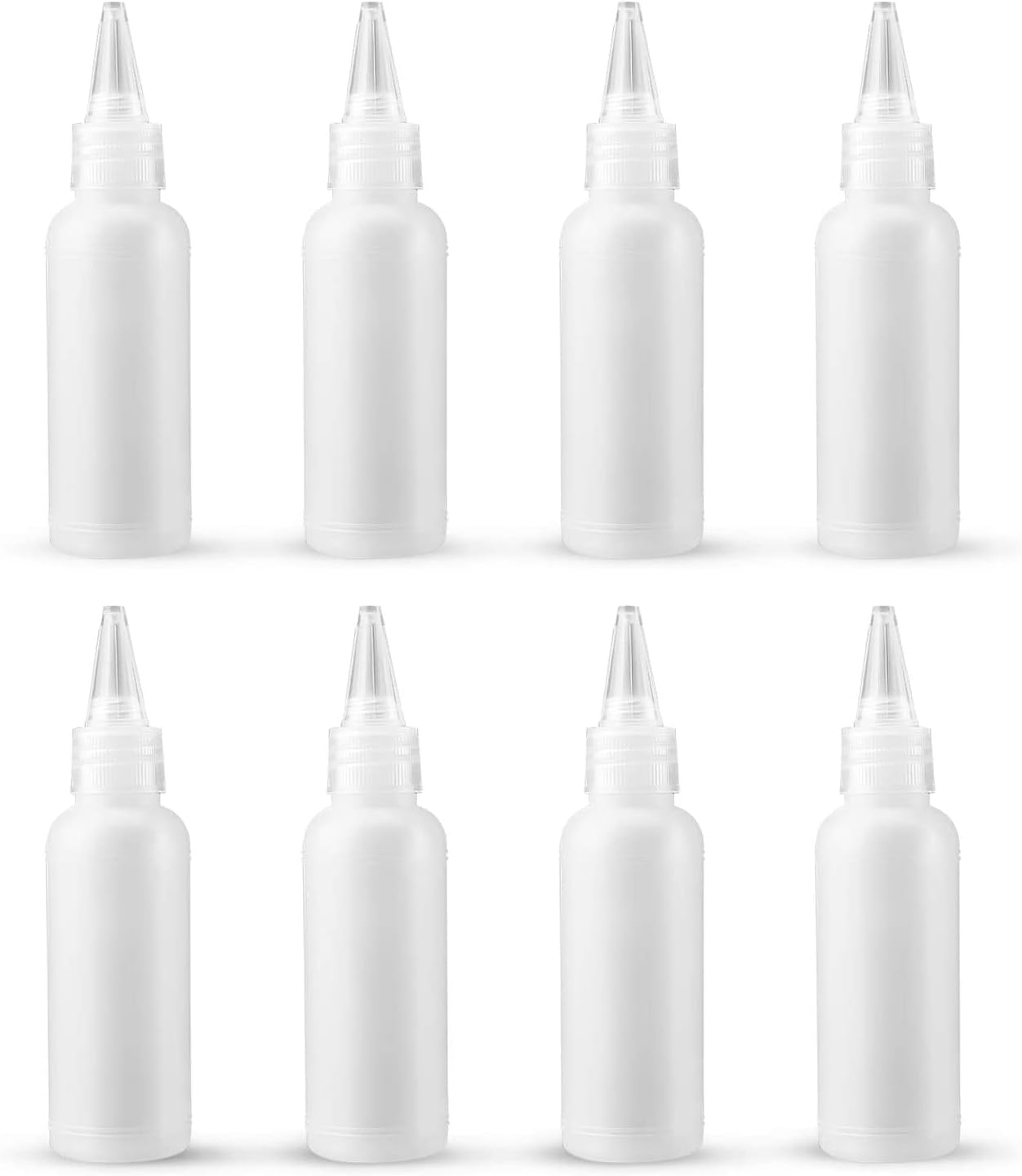 LUTER 8 Pieces 2oz 50ml Clear Plastic Small Squeeze Bottles Mini Empty Bottle for Paint, DIY, Art, Liquids, Lotion, Craft, Glue, Airline Travel