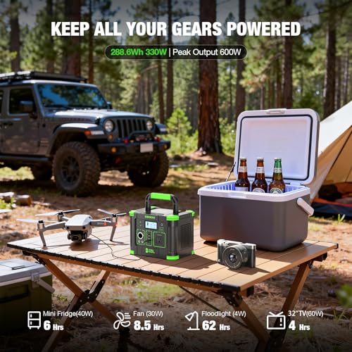 Estación de energía portátil EBL con panel solar portátil de 100W, generador solar de 288.6Wh 330W con cargador inalámbrico de 5W, luz LED SOS y diseño multipuerto para camping, emergencia en casa, RV y CPAP miniatura 3