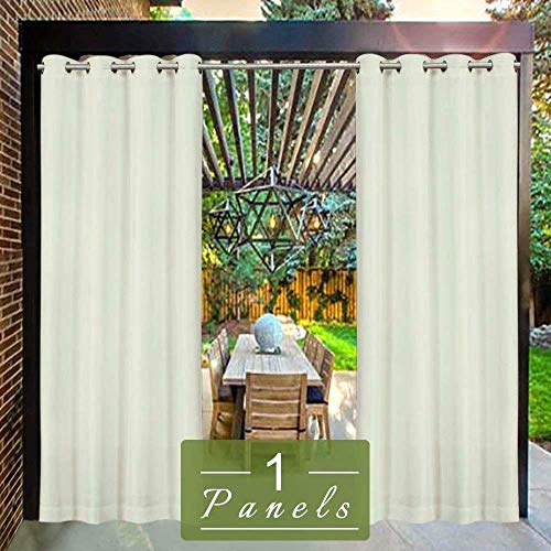 Unieco Cortinas Opacas Dormitorio, Cortinas Exteriores para Terraza Patio Jardín con Ojales, Cortinas Impermeables de Globo Resistentes al Moho para Pabellón Playa, 1 Unidad, 132x245cm,Beige Cover