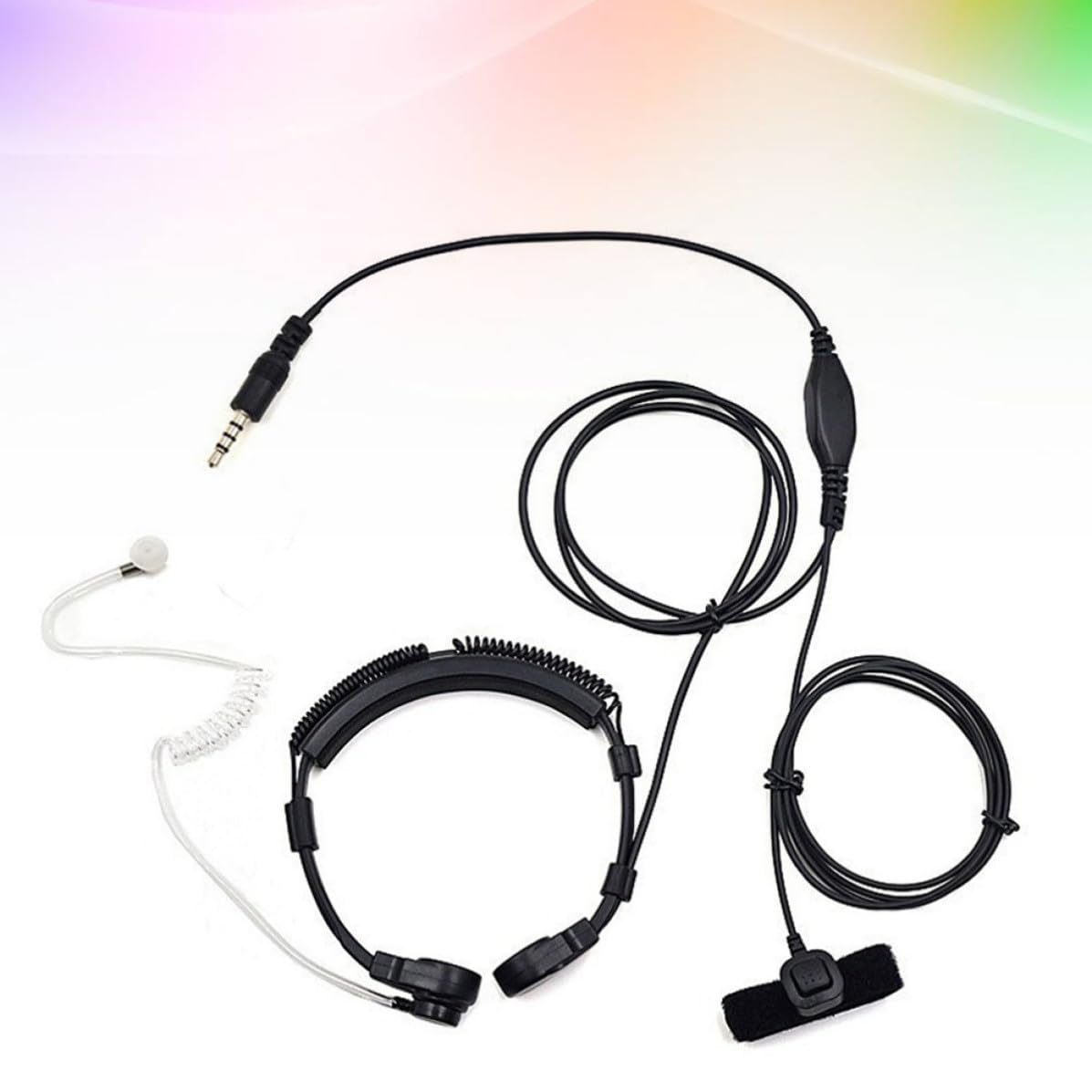 Kisangel 3,5 mm Klinkenstecker Kopfhörer mit Luftkanal Vibrationsmikrofon Kehlkopfgeräuschdämpfung Strahlenschutz und Verstellbarer Größe für Mobiltelefone und Computer