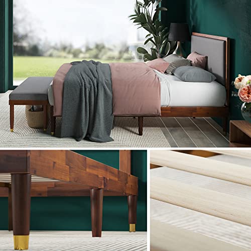 Zinus Raymond Wood Platform Bed Frame With Adjustable Upholstered Headboard / Solid Wood Foundation / Wood Slat Support / No Box Spring Needed / Easy Assembly, Full #TOP3