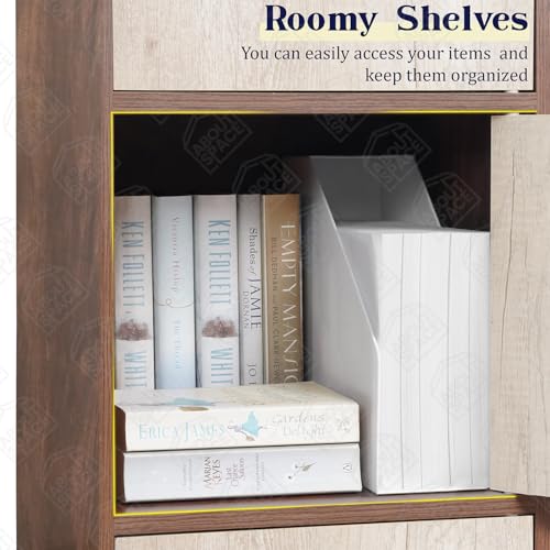 ABOUT SPACE Wooden Cabinet - 3 Tier Engineered Wood Storage Cabinet for Living Room with Magnetic Door, Space Saving Furniture for Home, Office, Kitchen (Walnut -L 38 x B 38 x H 100.5 cm) - Image 5