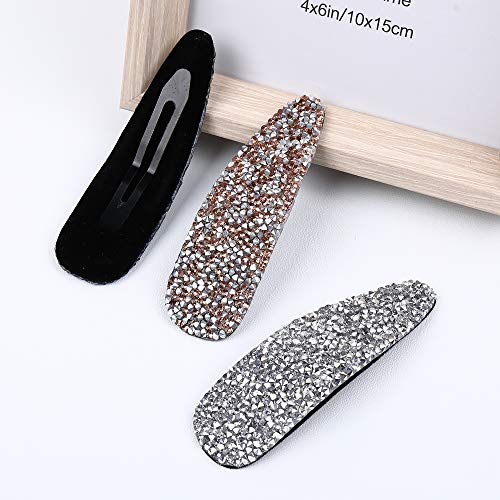 Rhinestone Hair Clips For Women And Ladies Shining Crystal Snap Clips Different Color Rhinestone Hair Pins Hair Barrettes For Party Wedding Daily Girls Hair Decorative (Pink Blue Gray) #TOP5