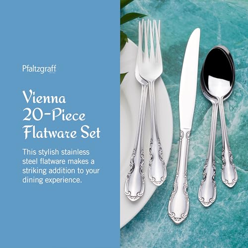 image for Pfaltzgraff Vienna Everyday Flatware Service for 4, 20 Piece Set, 18/0