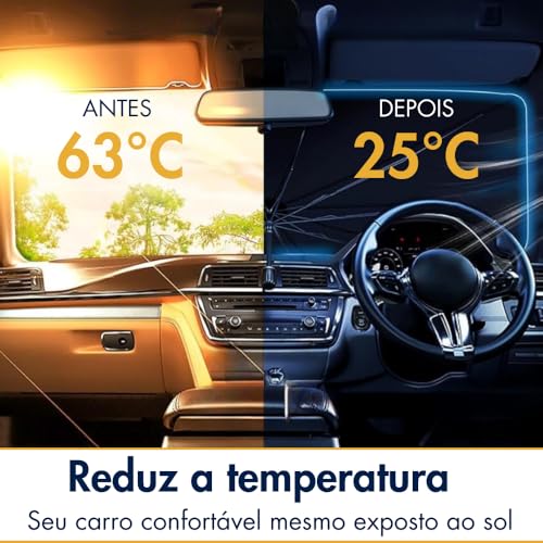Protetor Solar Para-brisa Carro Dobrável Quebra Sol Retrátil com Proteção UV e Isolamento Térmico Gu