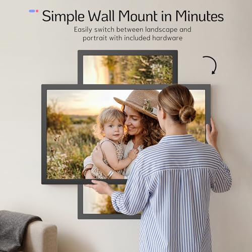 Image of NexFoto 24 Inch Touchscreen Digital Picture Frame Large, WiFi Electronic Photo Frame 64GB, Add Pics from Google Photos, Upload Photos /Videos via App /USB, for Mom /Grandparents, Black