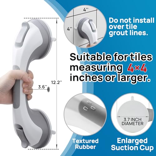 image for LEVERLOC Grab Bars for Bathtubs and Showers 2 Pack Suction Grab Bar, H