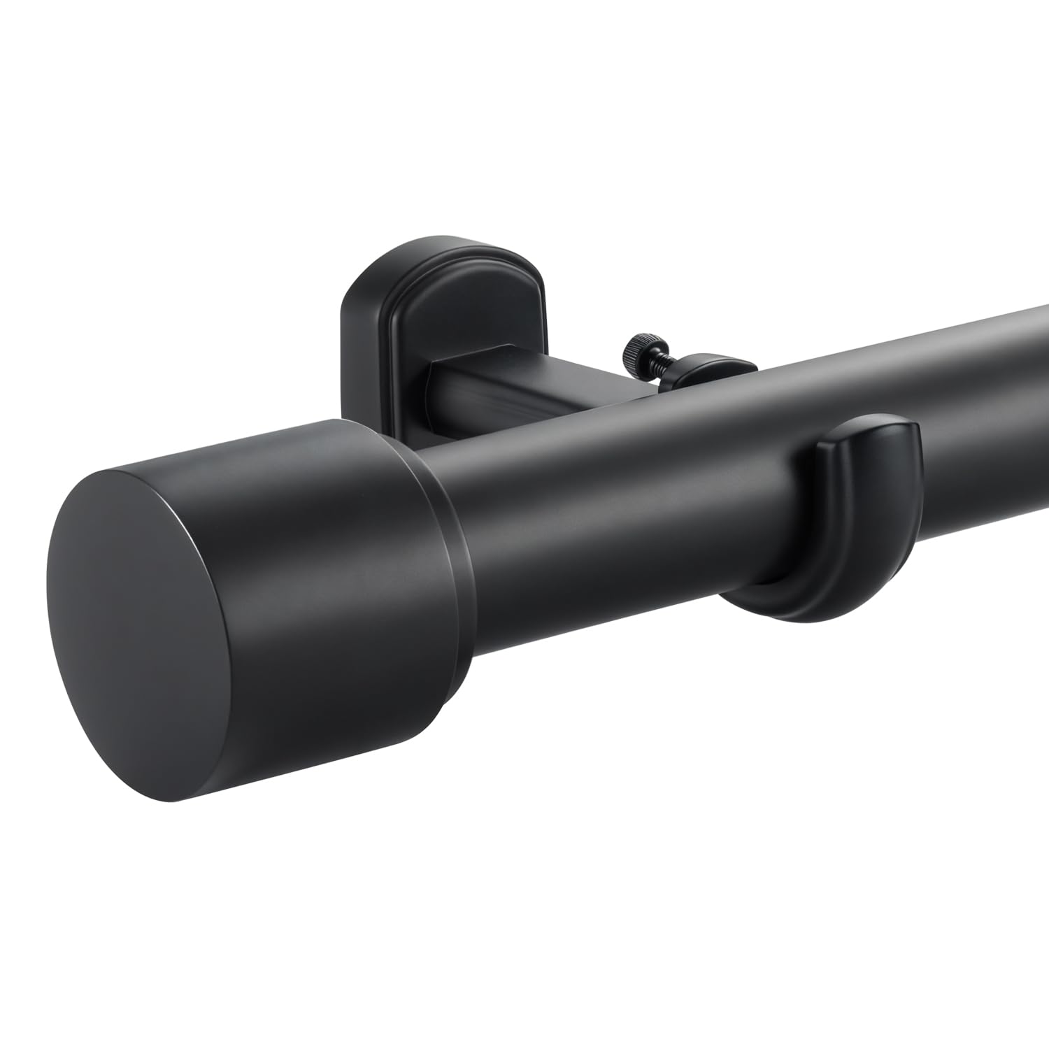 Photo 1 of 1 1/8 Inch Diameter Curtain Rods, 48-84” Telescoping Large Single Window Drapery Rod Heavy Duty With Adjustable Modern Brackets, Matte Black