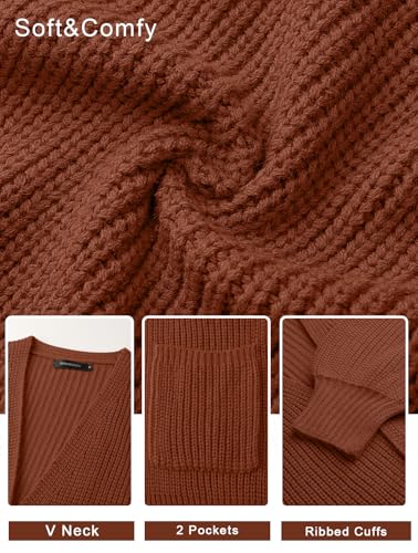 Image of MEROKEETY Long Sleeve Oversized Cardigan Sweaters for Women | Fall Winter Sweaters, Open Front, Chunky Knit, 2026 Casual Work Outerwear with Pockets