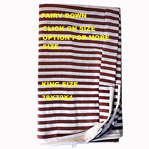 Image of Fairy Down Cotton 300 TC Mattress Cover /Protector with Zip /Chain for King Size Bed (Color: Red Line | Size: 78 * 72 * 4 Inches) 6.5 * 6 feet