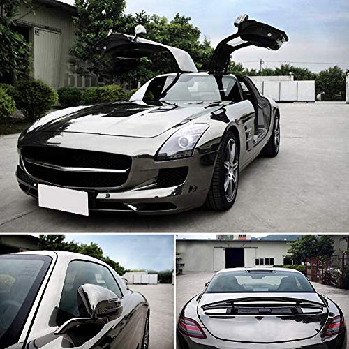 Image of LZLRUN 1FT x 5FT Chrome Mirror Vinyl Wrap Adhesive Car Sticker Decal Film (Gray, 1.64FT x 5FT)