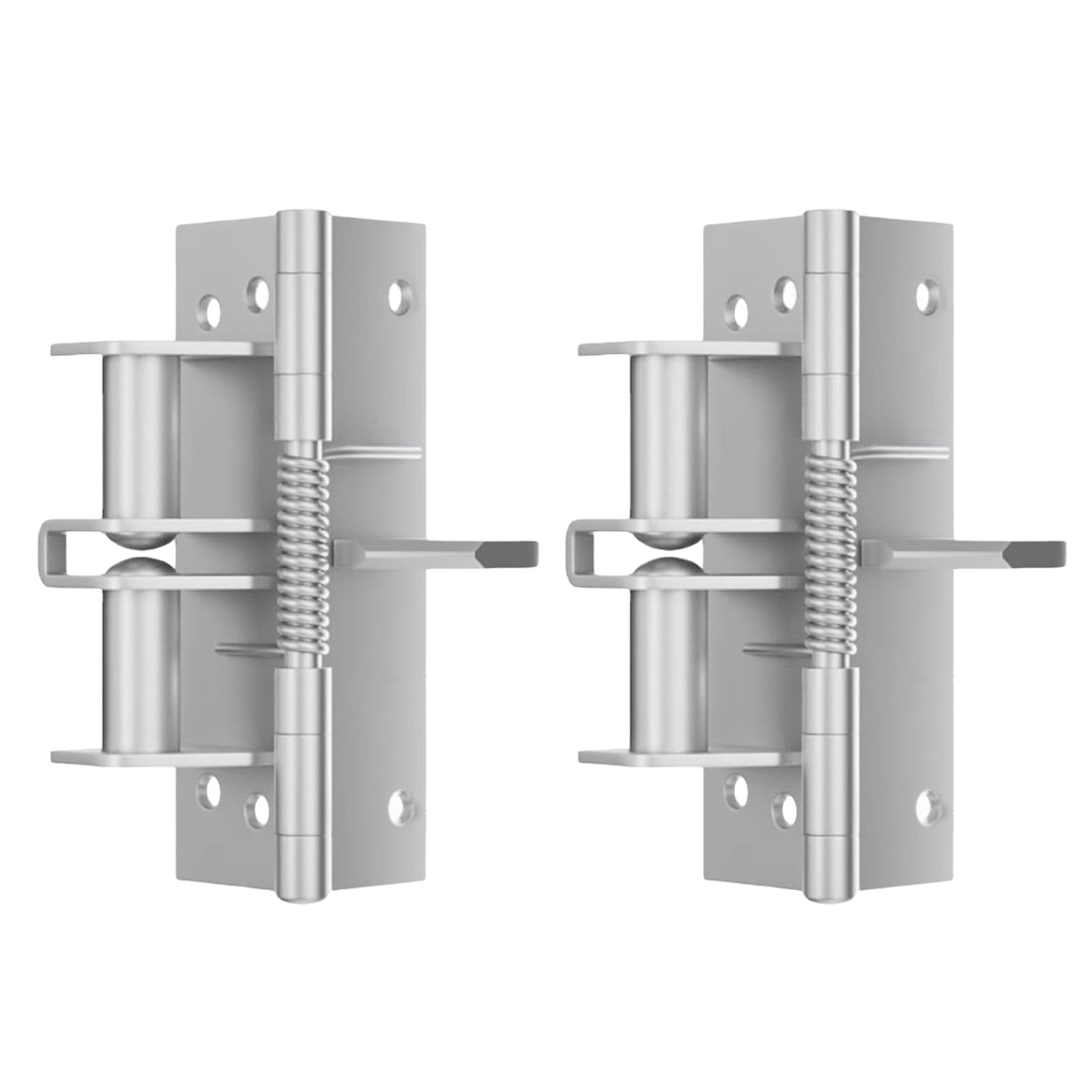 Buxuaaaa Silver 2Pcs Spring Position Hinge Door Closing Automatic Closing Hinge Buffer Rebounds Automatic Door Flipping Spring Multifunction Detachable Gate Hinges