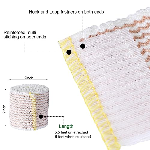 Image of Reginary 20 Pack 2 Inch Elastic Bandage Wrap with Self Closure on Both Ends Athletic Stretchable Compression Bandage for Legs, Knees, Ankles, Wrists, Elbows, Shoulders (Yellow Trim)