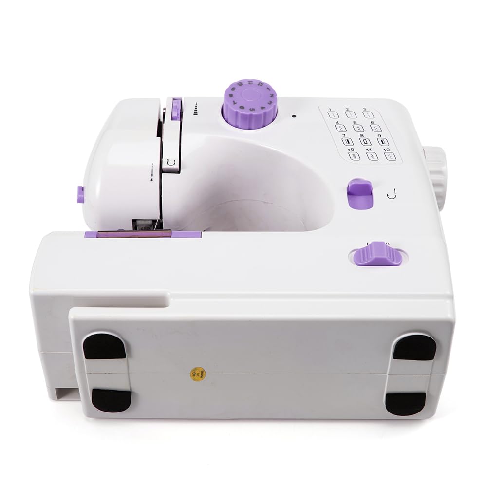 Mini machine à coudre électrique portable pour débutants, 12 points Dual Speed avec pédale (Purple)
