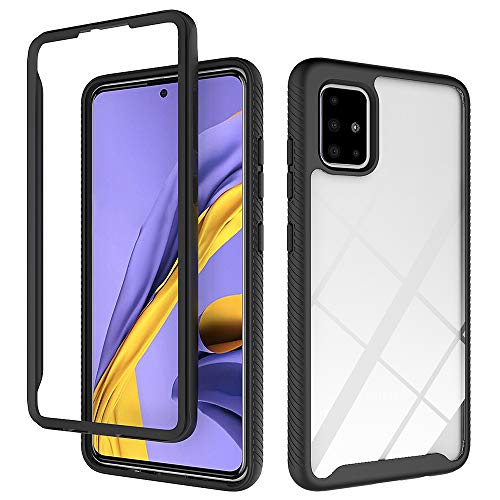 Phone Case for Samsung Galaxy A51 4G Slim Hard Clear Cover Shockproof Soft TPU Bumper Hybrid Rugged Heavy Duty Protective Cell Accessories Glaxay A 51 Gaxaly M40S 51A A515F S5 Cases Women Men Black