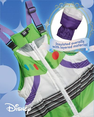 disney toddler boys snow suit set - 2 piece toy story mickey mouse cars insulated winter jacket and ski bib overalls for boys