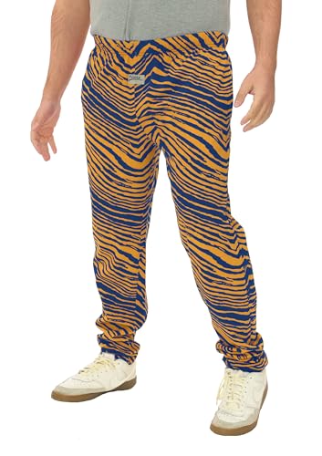Zubaz Mens Z88 2-Color Zebra Pants - Royal/Gold Large