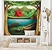 Lunarable Camping Tapestry, Idyllic Nature Scene of a Deep Forest with Lake and Mountains Cartoon Woodland, Fabric Wall Hanging Decor for Bedroom Living Room Dorm, 45