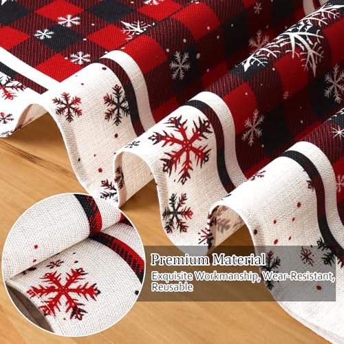 SOMYTING Christmas Table Runner, 13 x 90 Inch Buffalo Plaid Snowflakes Christmas Table Runner - Image 3