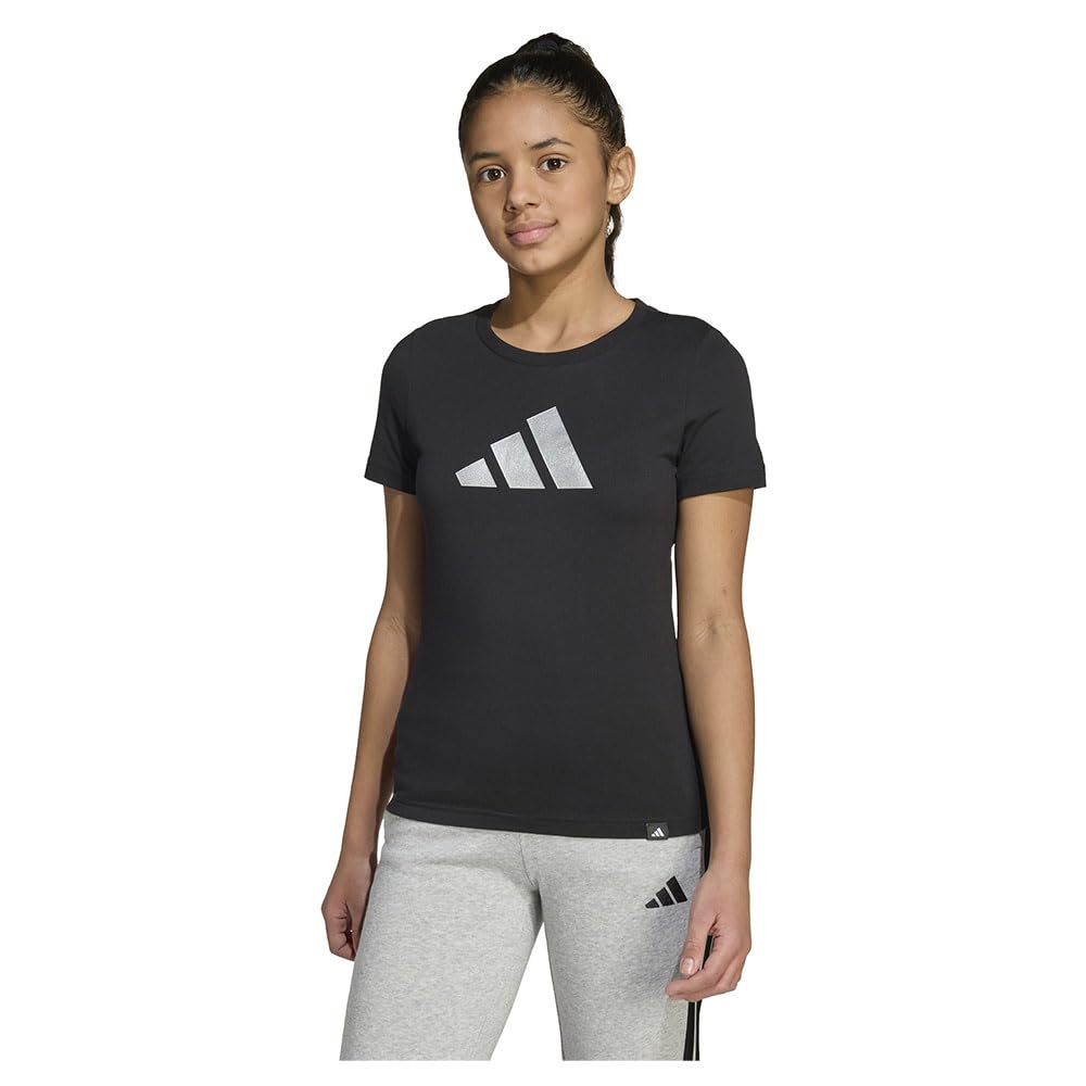 adidas Girl's Everyday Glam Graphic Junior Shirt, Black, 13-14 Years