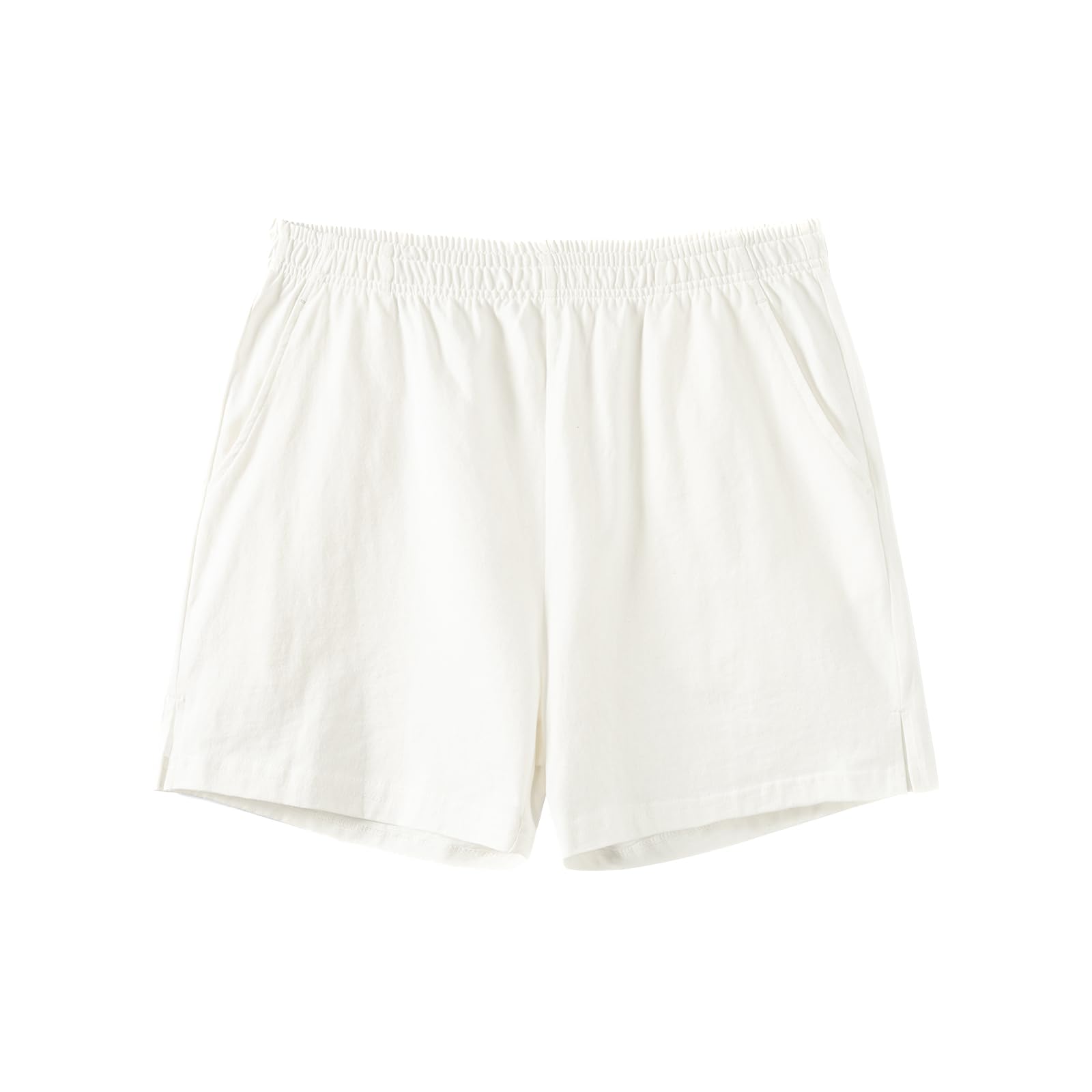 Amy Coulee Schlafhose Herren Kurz Baumwolle 4" Leichte Schlafshorts Kurze Pyjamahose Schlafanzughose mit Taschen (Weiß, XL)