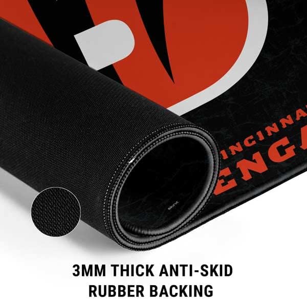 Skinit Medium Gaming Mouse Pad - Officially Licensed Cincinnati Bengals - Distressed Design with Stitched Edges, Waterproof, Non-Slip Rubber Base, Desk Mat for Keyboard & Mouse, 17.7" x 15.75" inches