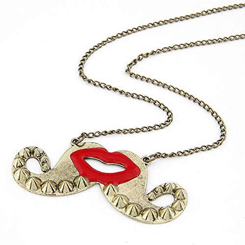 Estilo Vintage, oro antiguo tono, efecto pintado a mano, rojo labios bigote...