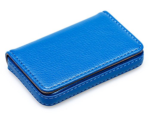 Image of RFID Blocking Wallet - Minimalist Leather Business Credit Card Holder with Magnetic, Blue, Small