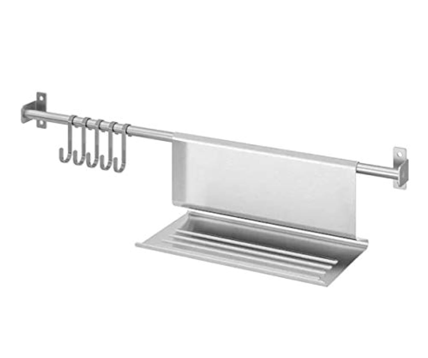 Ikea KUNGSFORS Rail with 5 hooks and tablet stand, stainless steel, 56 cm