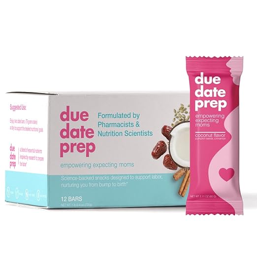 Due Date Prep Snack Bars – Natural Labor Prep Support for Pregnant Women | Organic, Gluten-Free, Kosher | Third Trimester Snacks with Dates for Healthy Pregnancy