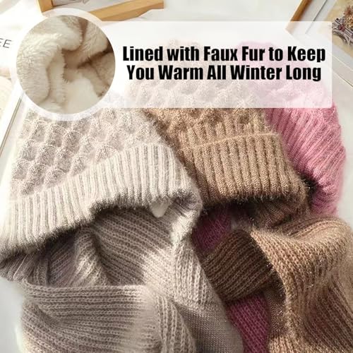 Emboadlie Winter Versatile Knitted Hooded Scarf for Women Warm Ear Stretchy Protection Windproof Cap Hat Scarf2