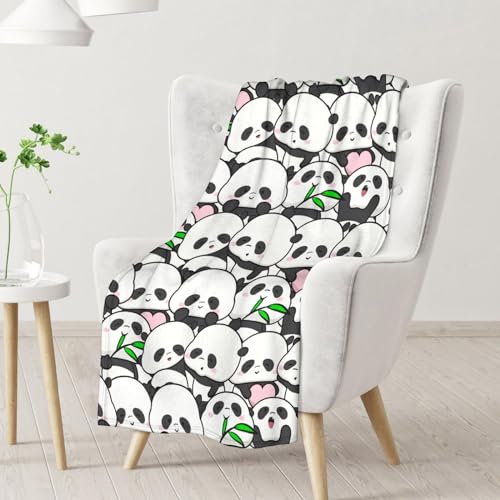 Mercuryelf Panda Throw Blanket - Soft, Fuzzy & Warm - 60x80 Inches Flannel Blankets for Bed, Couch - White Funny Throws Gift for Adults
