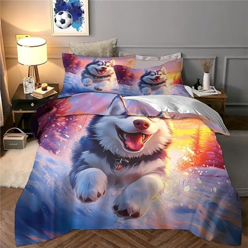 Housse de couette Husky de Sibérie résistante et douce avec zip - 6